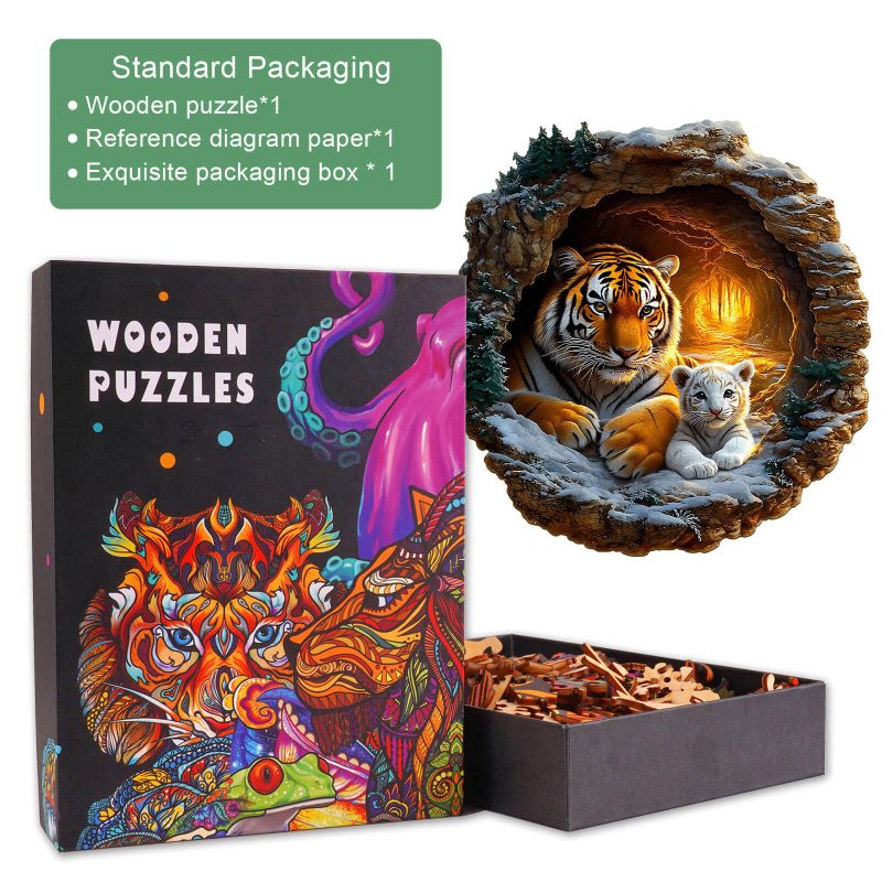 3D Tiger Family-2 Wooden Jigsaw Puzzle - Woodbests