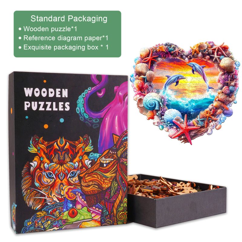 Coral and Dolphin Wooden Jigsaw Puzzle - Woodbests