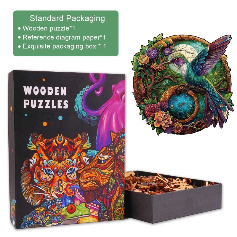 Yin Yang Hummingbird-2 Wooden Jigsaw Puzzle-Woodbests