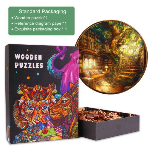 Charming Bookstore Wooden Jigsaw Puzzle - By Woodbests