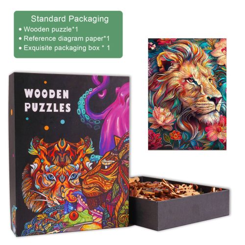 Blossom-Kissed Lion-2 Wooden Jigsaw Puzzle - Woodbests