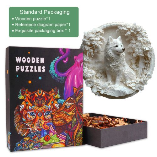 3D Paper Samoyed Wooden Jigsaw Puzzle - By Woodbests