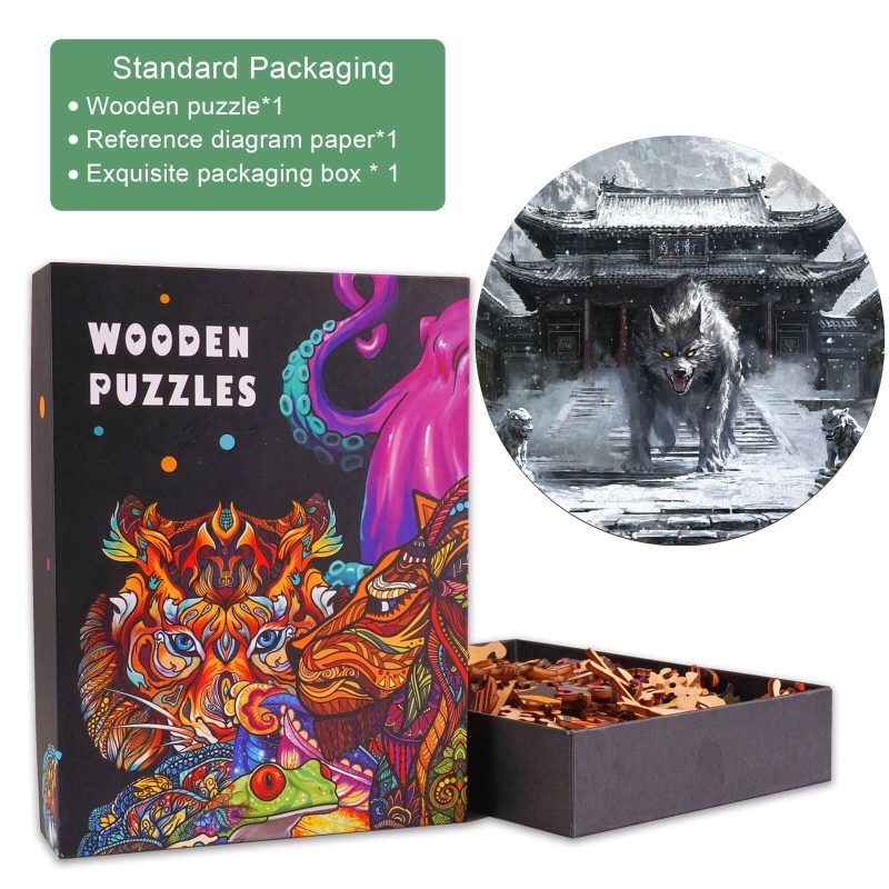 Howling Celestial Dog Wooden Jigsaw Puzzle - Woodbests