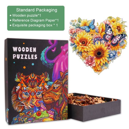 Sunflowers And Butterflies Wooden Jigsaw Puzzle-Woodbests