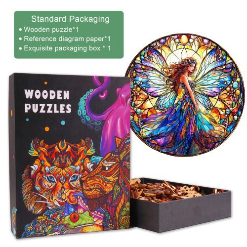 Stained Glass Fairy Wooden Jigsaw Puzzle - By Woodbests