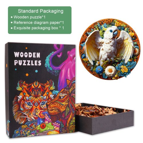 Blue-eyed Cockatoo Wooden Jigsaw Puzzle-Woodbests