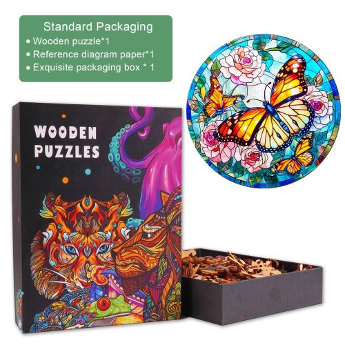 Stained Glass Butterfly Wooden Jigsaw Puzzle