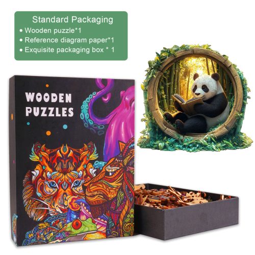 3D Bamboo Grove Scholar Panda Wooden Jigsaw Puzzle - Woodbests