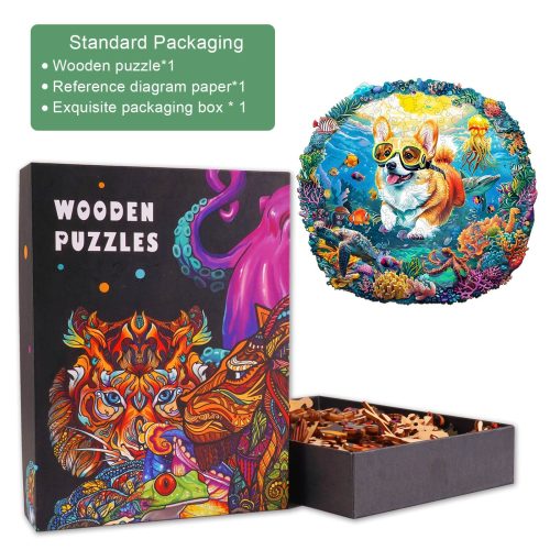 Diving Corgi Wooden Jigsaw Puzzle - Woodbests