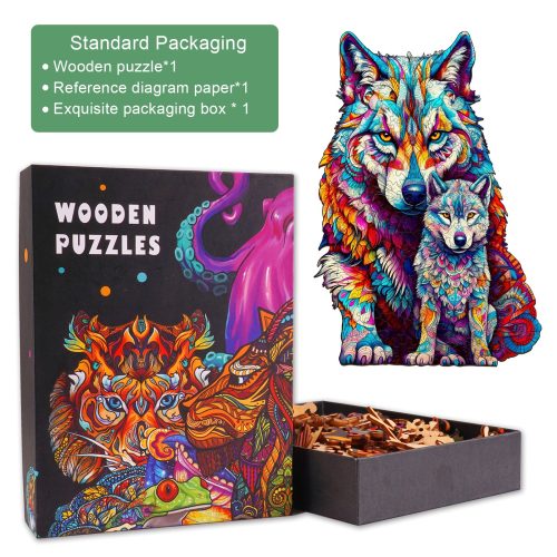 Wolf Family Wooden Jigsaw Puzzle-Woodbests