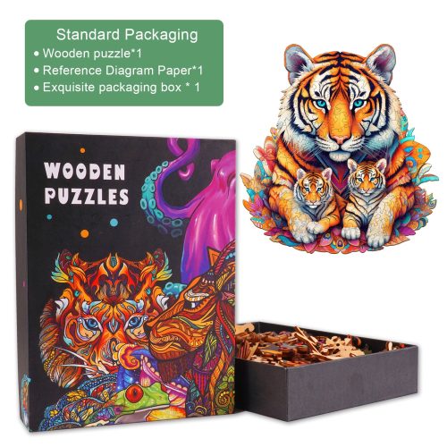 Tiger Family Wooden Jigsaw Puzzle-Woodbests