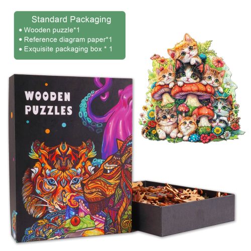 Cat Family Wooden Jigsaw Puzzle - Woodbests