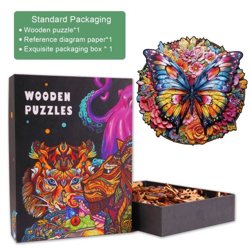 Butterfly And Flowers Wooden Jigsaw Puzzle-Woodbests