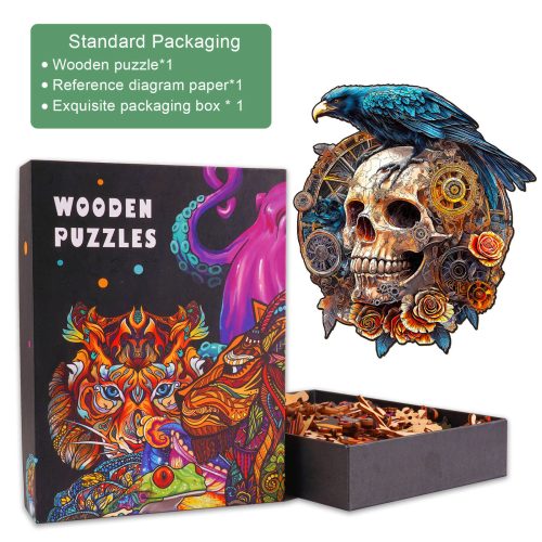 3D Mechanical Skull & Raven Wooden Jigsaw Puzzle - Woodbests