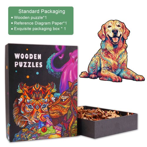 Loyal Golden Retriever Wooden Jigsaw Puzzle-Woodbests