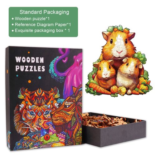 Guinea Pig Family Wooden Jigsaw Puzzle-Woodbests