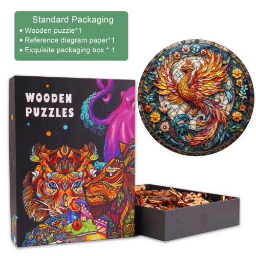 Stained Glass Phoenix-1 Wooden Jigsaw Puzzle - Woodbests