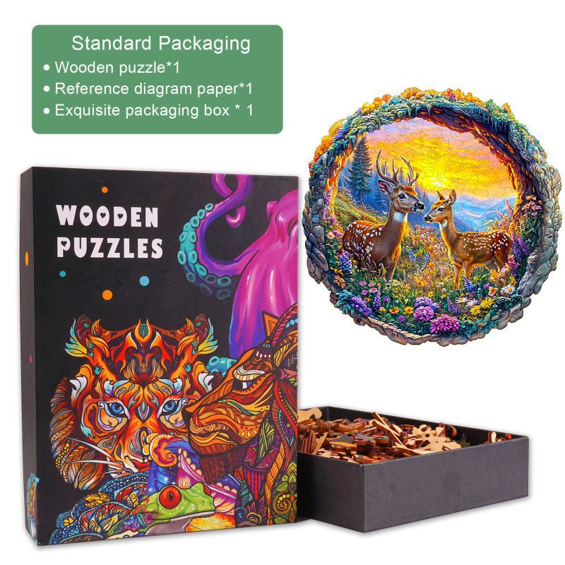 3D Deer among Flowers Wooden Jigsaw Puzzle - By Woodbests