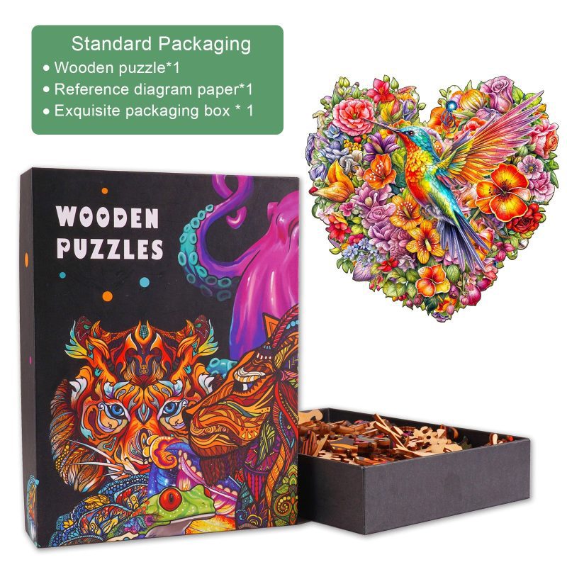 Hummingbird and Flower Wooden Jigsaw Puzzle-Woodbests