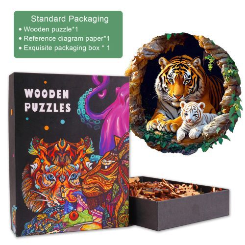 3D Tiger Family-1 Wooden Jigsaw Puzzle - Woodbests