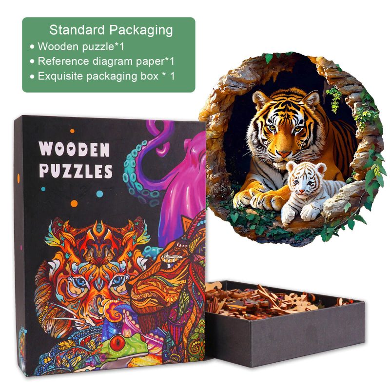 3D Tiger Family-1 Wooden Jigsaw Puzzle - Woodbests