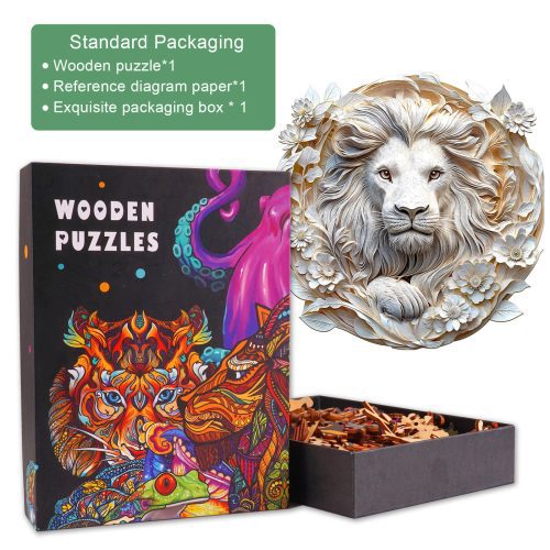 3D Paper Lion Wooden Jigsaw Puzzle - Woodbests