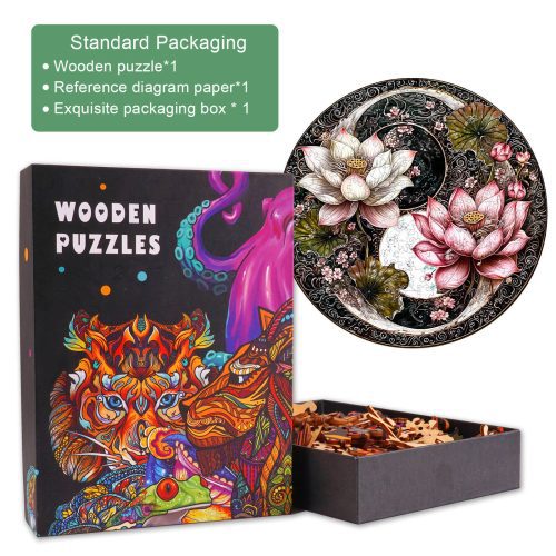 Yin Yang Lotus Wooden Jigsaw Puzzle - Woodbests