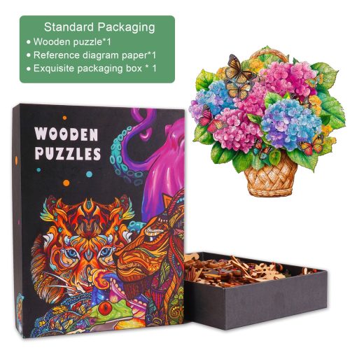 Flower Basket & Butterfly Wooden Jigsaw Puzzle-Woodbests