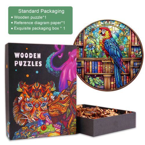 Library Parrot Wooden Jigsaw Puzzle - Woodbests