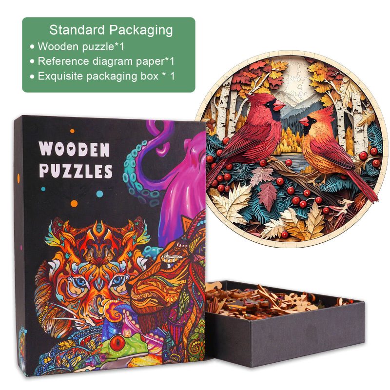 Autumn Cardinal Wooden Jigsaw Puzzle - By Woodbests