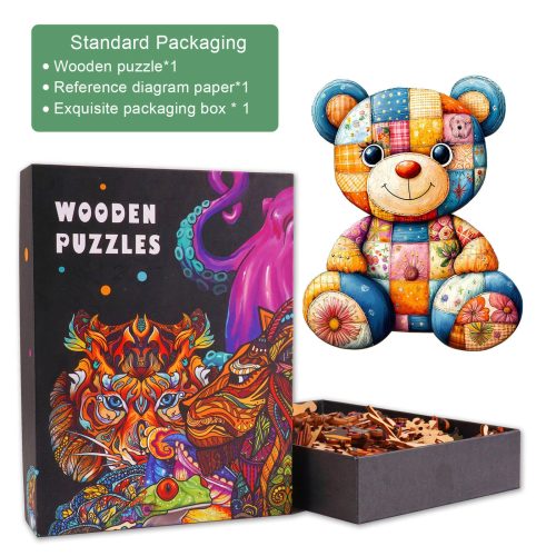 Patchwork Bear Wooden Jigsaw Puzzle - By Woodbests