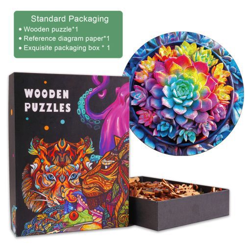 3D Succulent Plants Wooden Jigsaw Puzzle - Woodbests