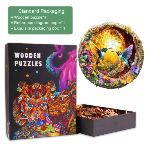 3D Hummingbird in the Cave-2 Hummingbird Wooden Jigsaw Puzzle - Woodbests