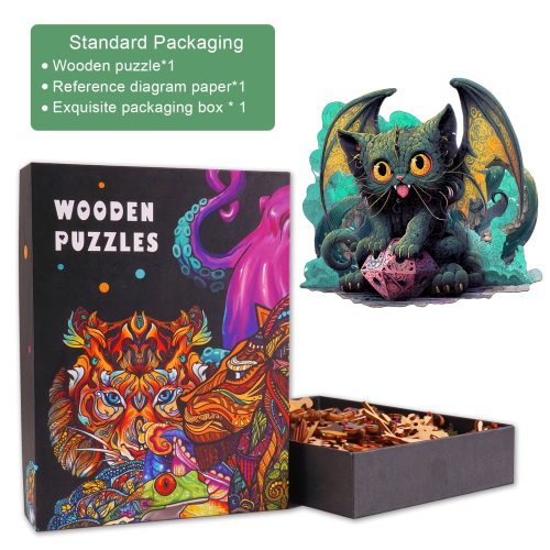 Cat Cthulhu Wooden Jigsaw Puzzle-Woodbests