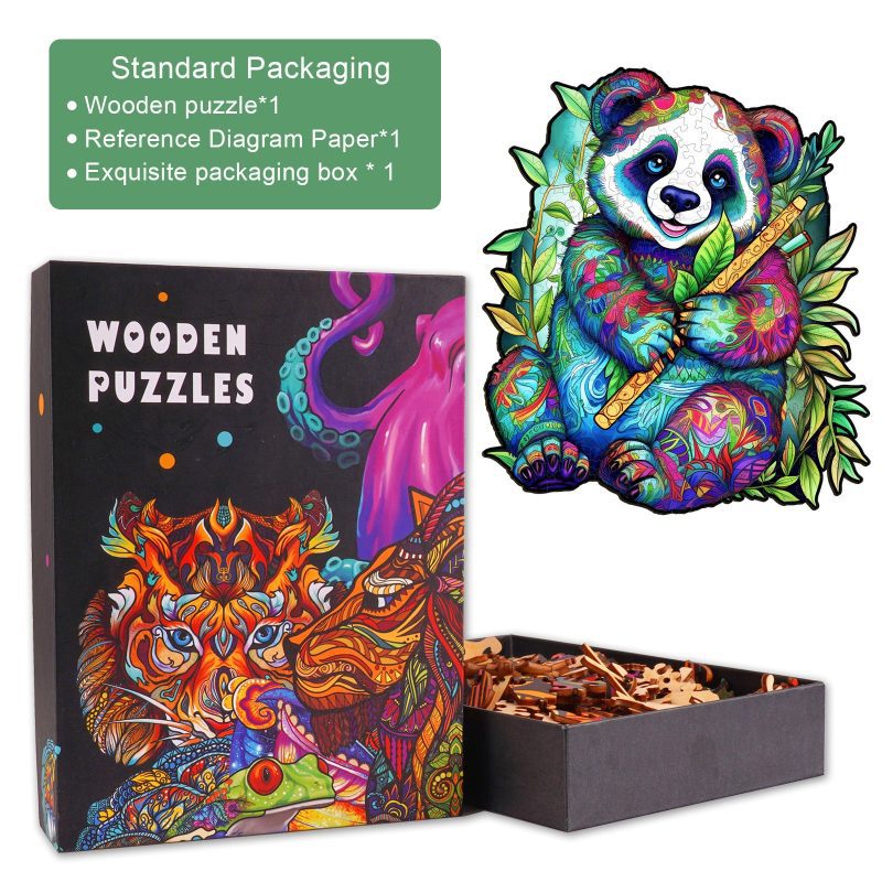 Cute Panda Wooden Jigsaw Puzzle-Woodbests