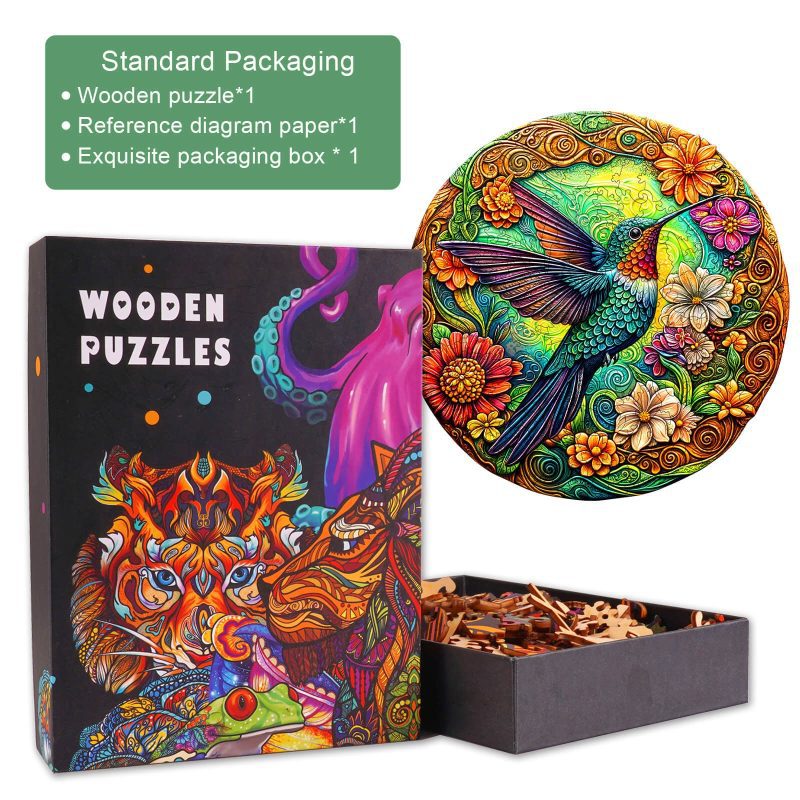 Vintage Hummingbird Wooden Jigsaw Puzzle - Woodbests