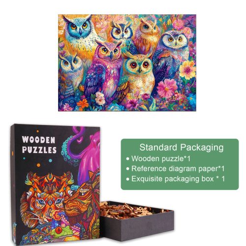 Colored Owl Wooden Jigsaw Puzzle - Woodbests