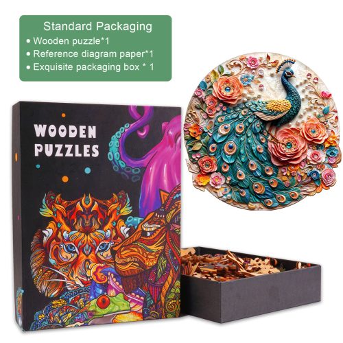 Jewel Peacock Wooden Jigsaw Puzzle - Woodbests