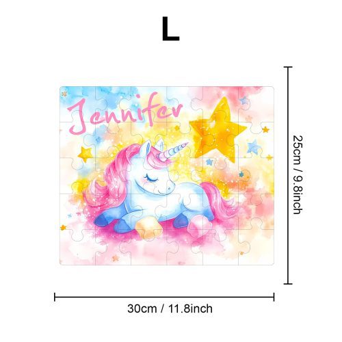 Sleeping Unicorn - Children's Name Custom Wooden Jigsaw Puzzle - By Woodbests