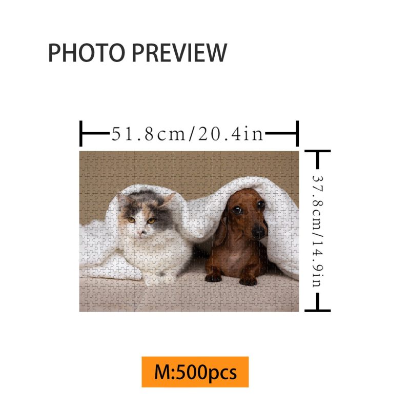 500/1000-piece Paw-some Custom Pet Photo Jigsaw Puzzle - By Woodbests