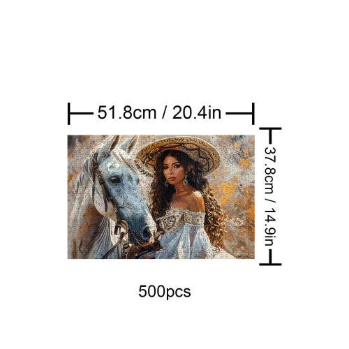 White Horse and Princess 500 / 1000 Piece Puzzle - By Woodbests