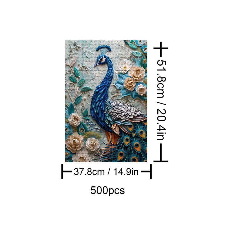 Peacock Mural 500 / 1000 Piece Puzzle - By Woodbests