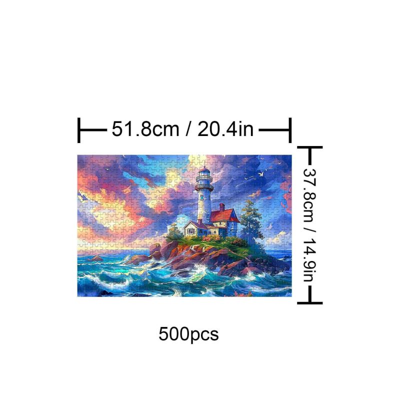 Lonely Island Lighthouse 500 / 1000 Piece Puzzle - By Woodbests