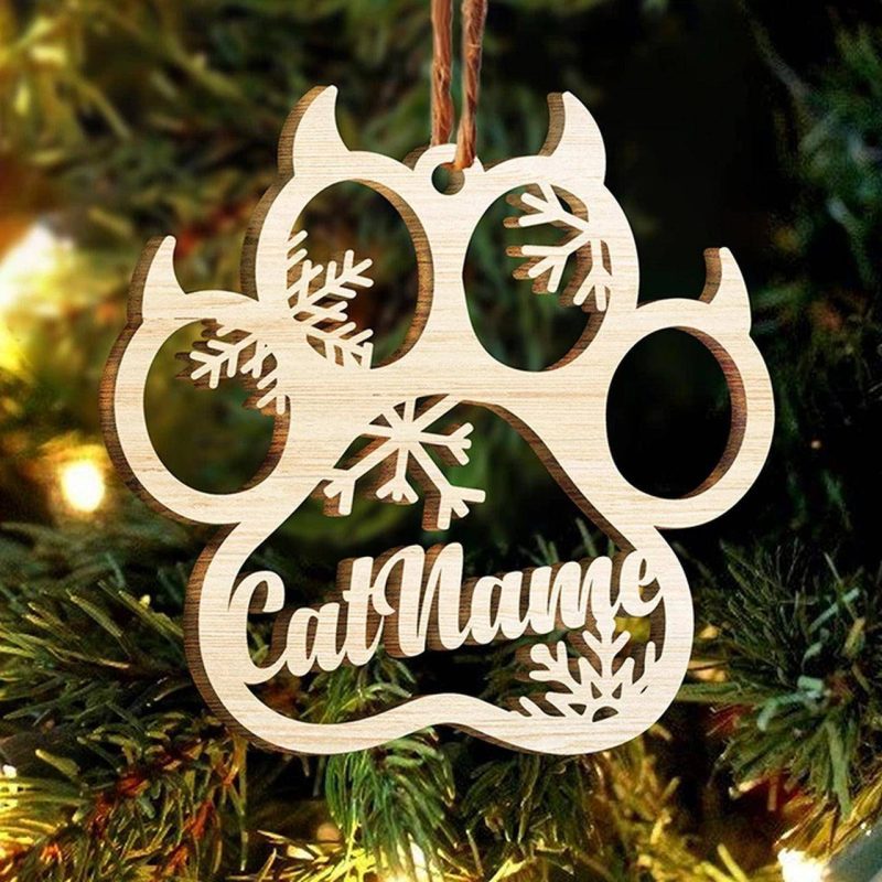 Personalized Dog/Cat Paw Angel Wings Ornament - Woodbests