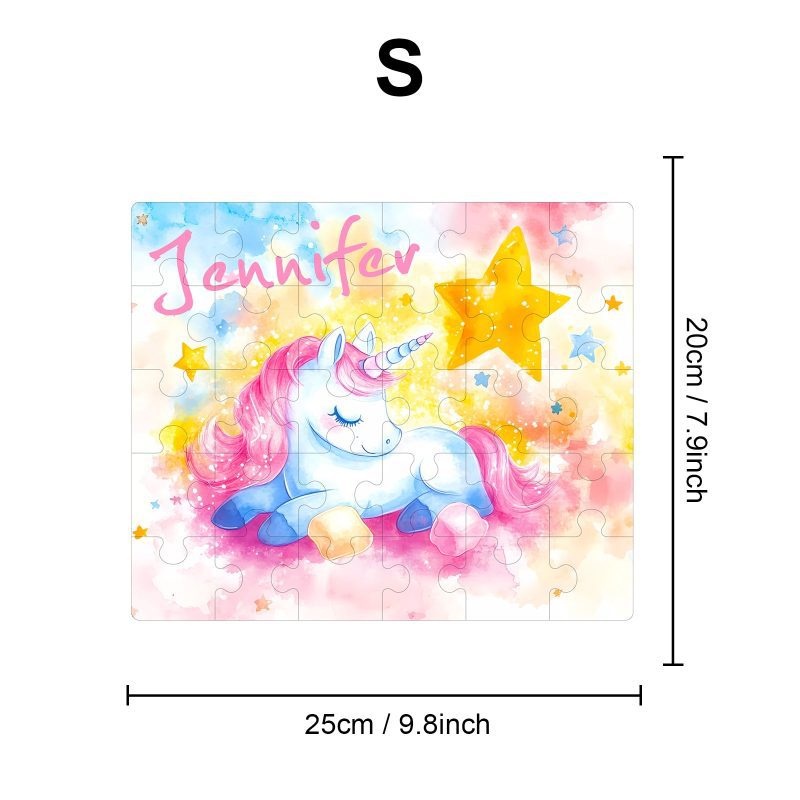 Sleeping Unicorn - Children's Name Custom Wooden Jigsaw Puzzle - By Woodbests