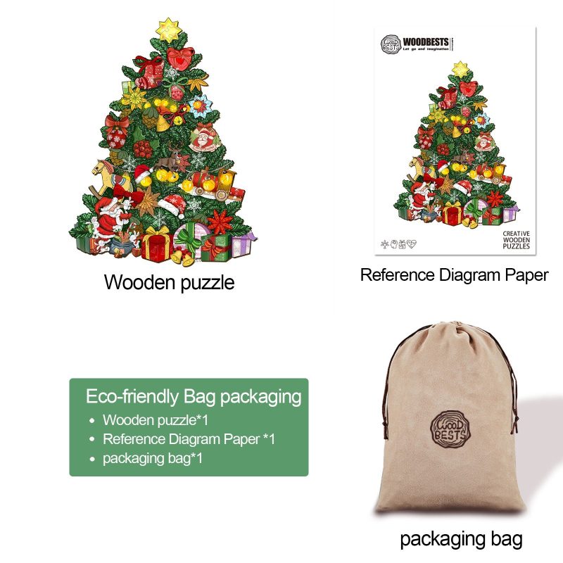 Christmas Tree Wooden Jigsaw Puzzle-Woodbests