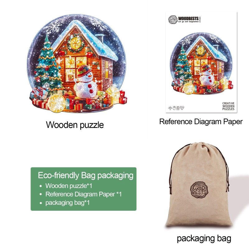 Christmas Cottage Wooden Jigsaw Puzzle-Woodbests