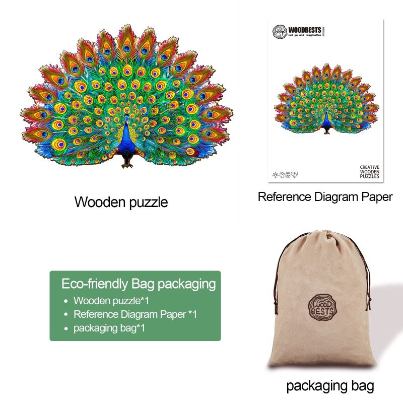 Beautiful Peacock Wooden Jigsaw Puzzle-Woodbests