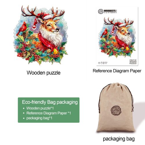 Sparkle Reindeer Wooden Jigsaw Puzzle-Woodbests