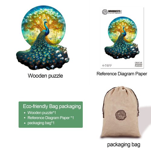 Noble Peacock-1 Wooden Jigsaw Puzzle-Woodbests